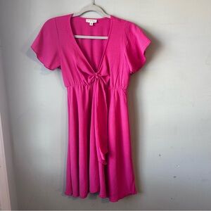 Barbiecore Pink Tie-Front Dress | Romantic Coquette Style Women’s Sz Medium